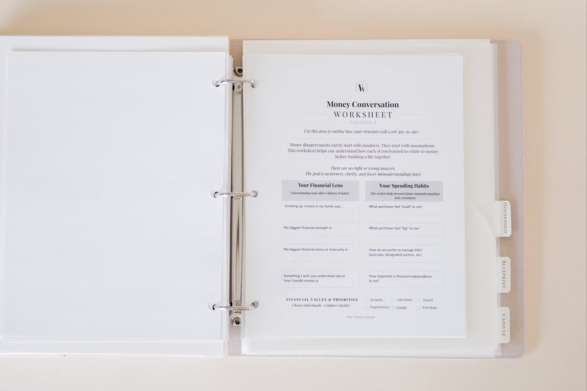 newlywed couple money planning worksheet combining finances after the wedding