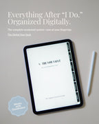 The Digital Vow Vault newlywed organization system displayed on an iPad