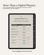 Household responsibilities worksheet completed in Goodnotes