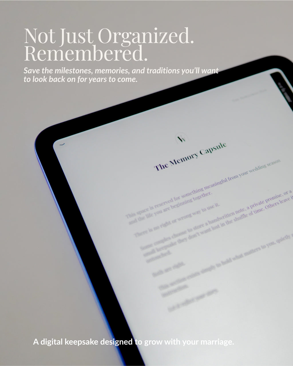 Digital memory and milestone pages for newlywed couples