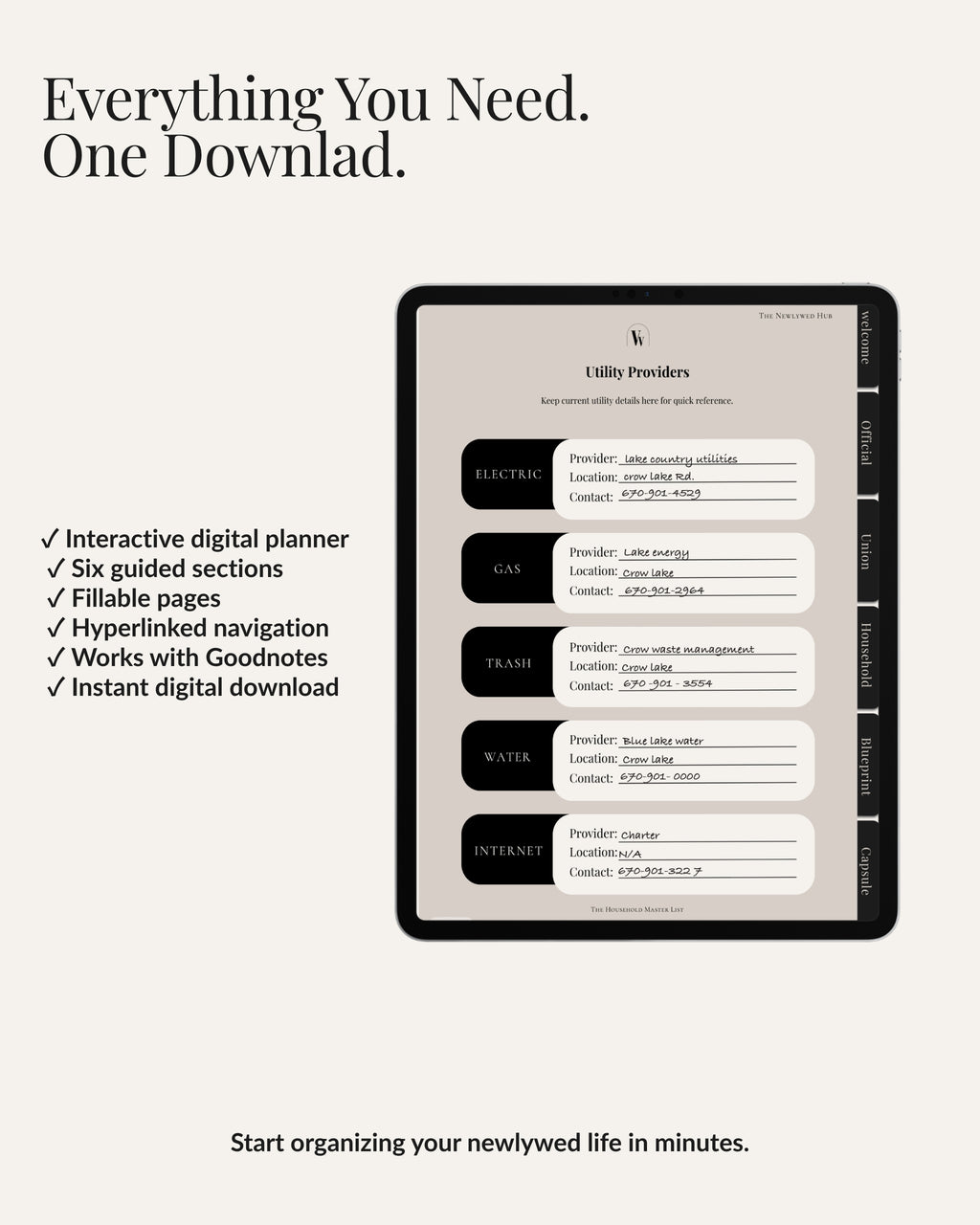 The Digital Vow Vault instant download and Goodnotes compatibility