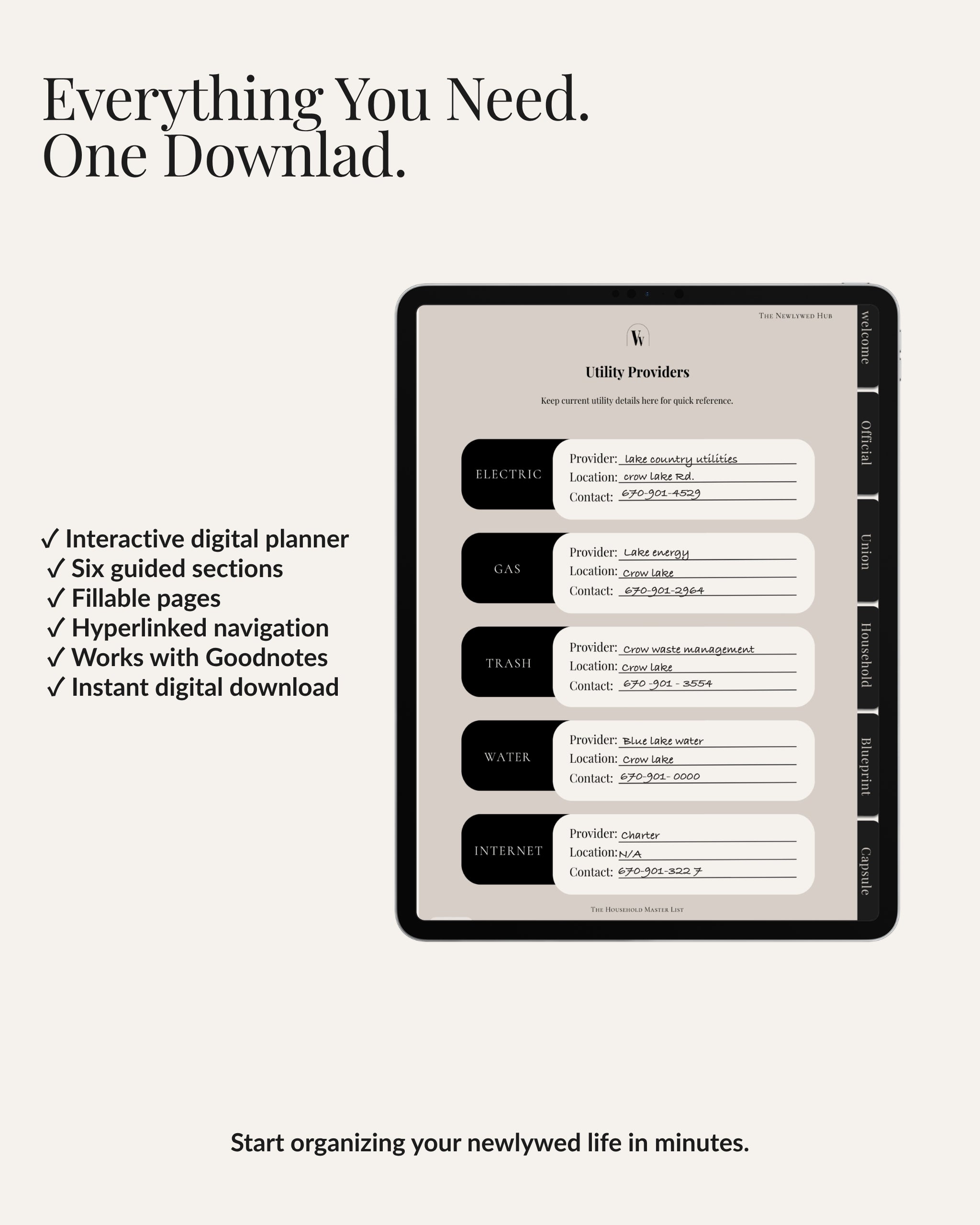 The Digital Vow Vault instant download and Goodnotes compatibility